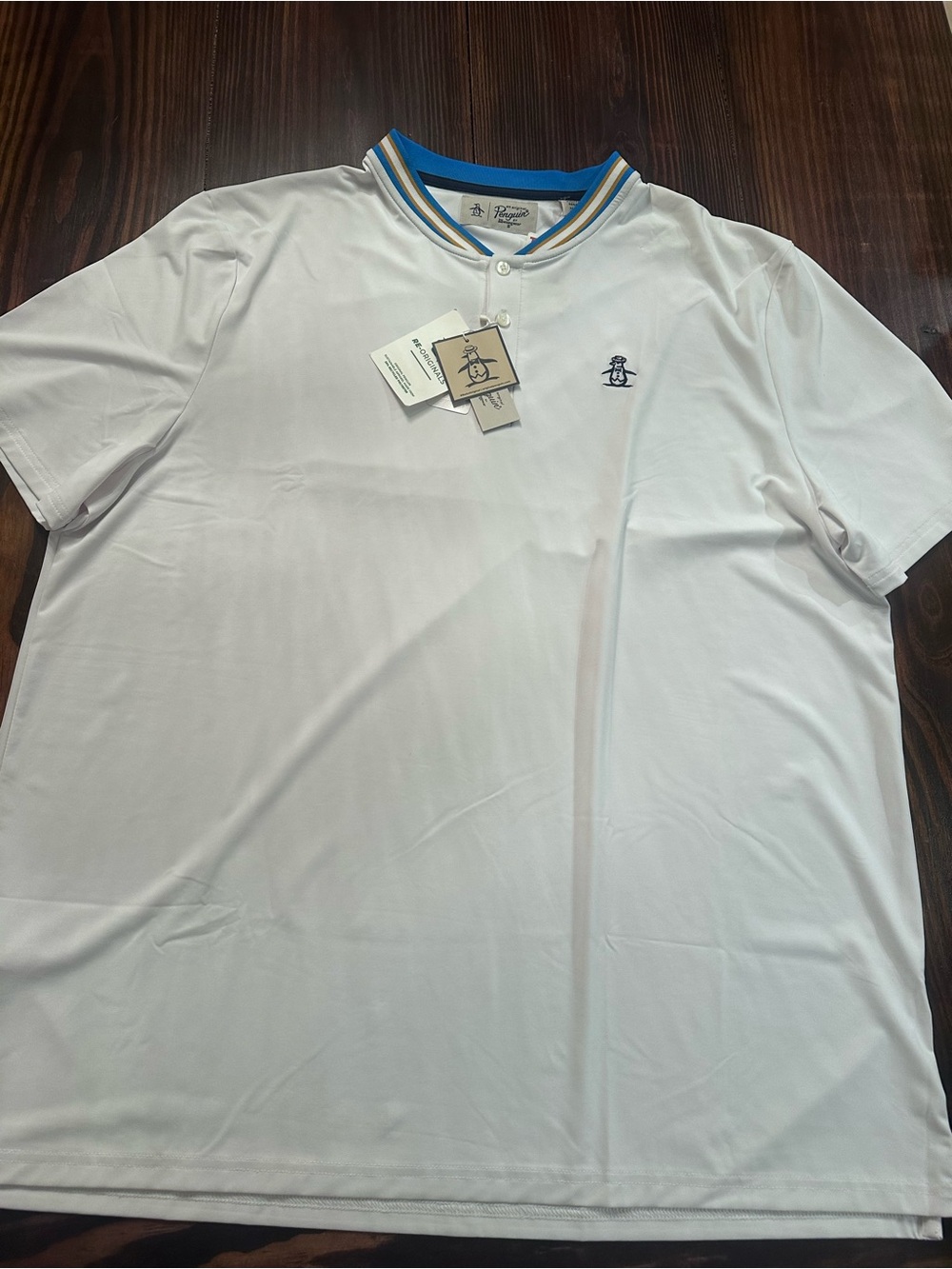 Original Penguin White Polo with Blue and Yellow Trim